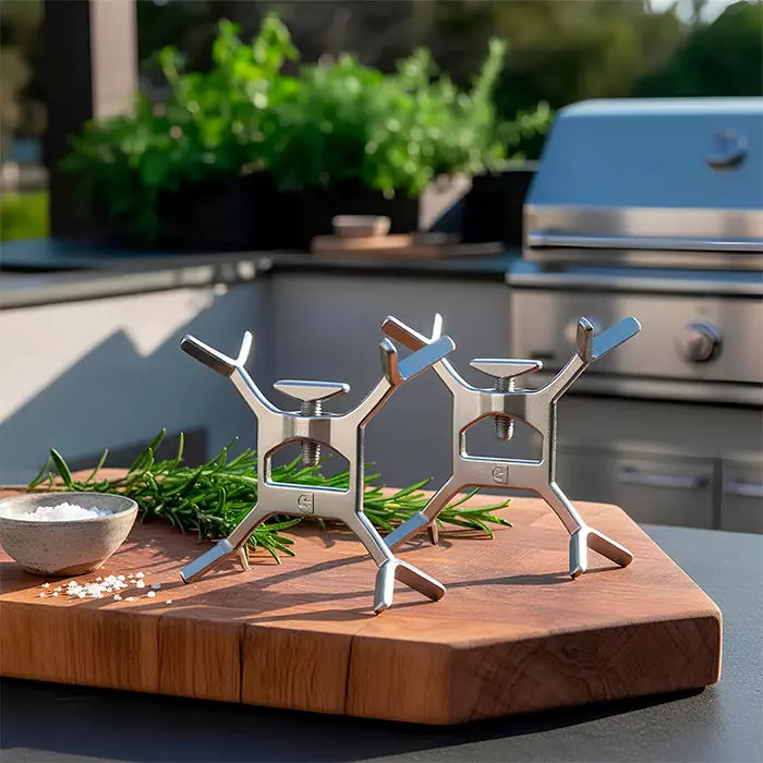 Kit de Travas para Espetos Simples em Inox Ajustável para Churrasco