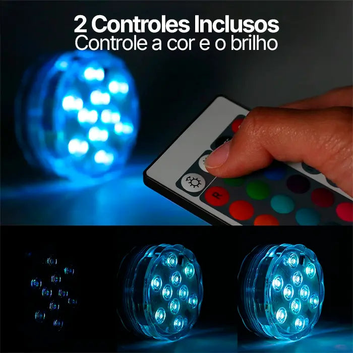 Kit de Luminárias para Piscina RGB 13 LEDS Sem Fios com Controle Remoto - AquaLed™