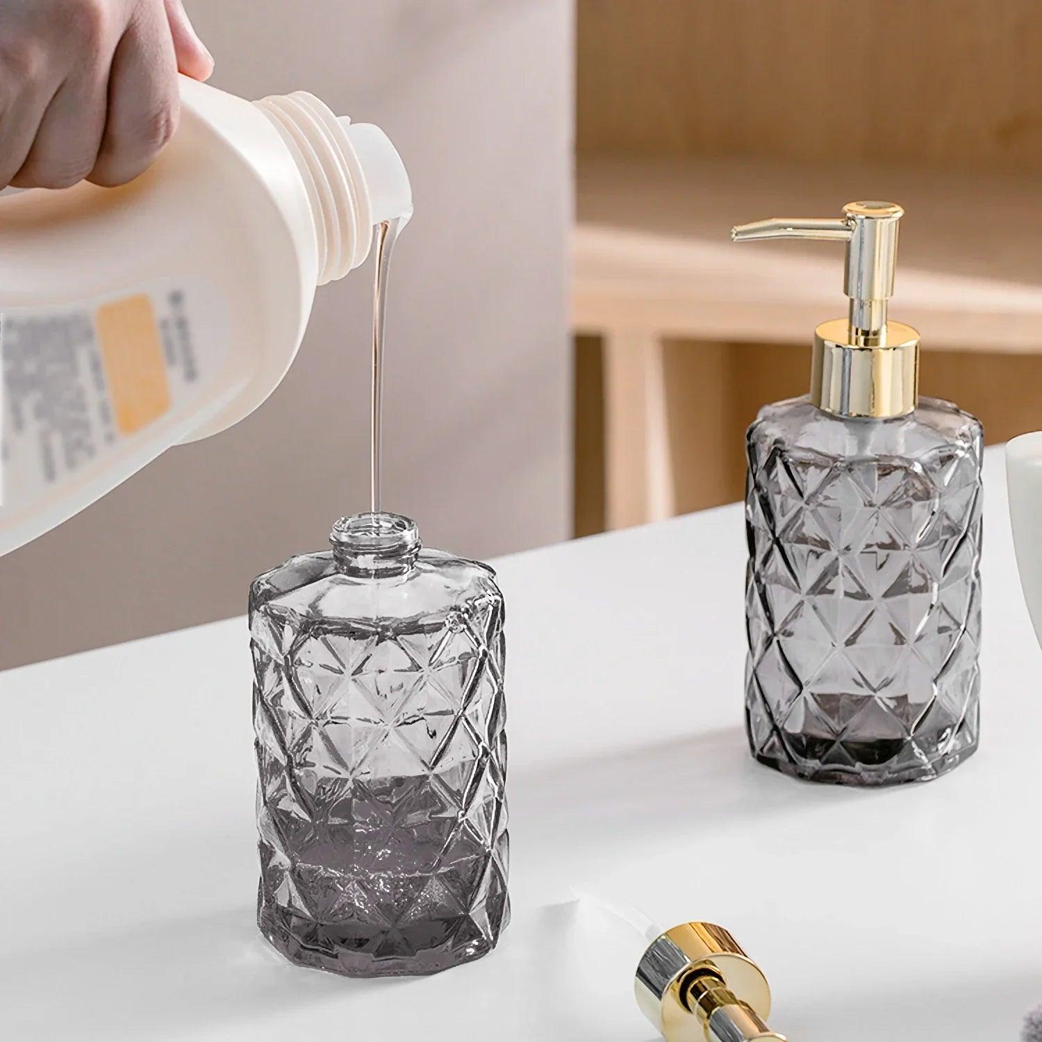 Kit Dispenser de Vidro Para Sabonete Liquido