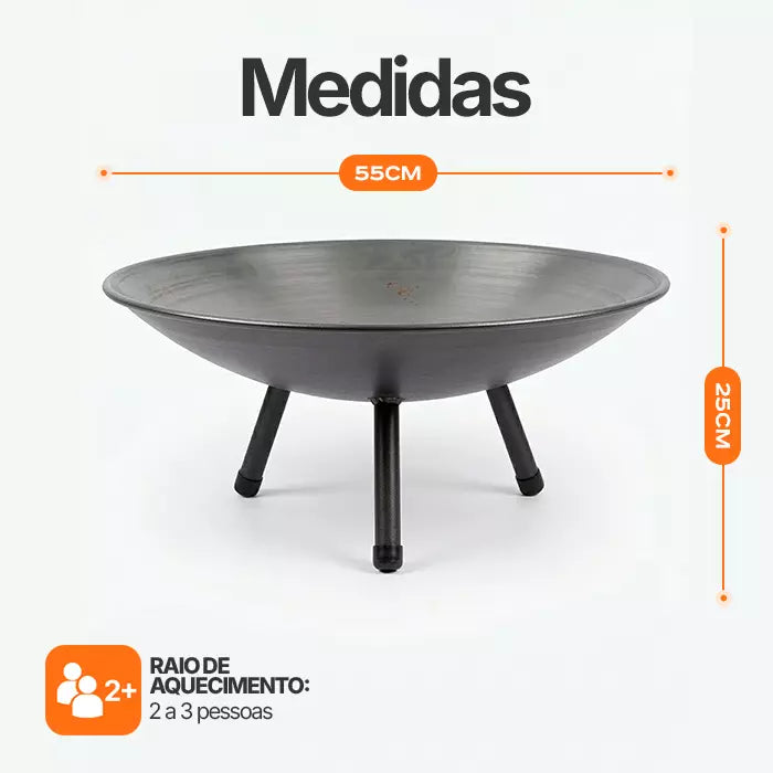 Tacho Rústico - Lareira Externa Portátil 55-70CM em Aço Carbono