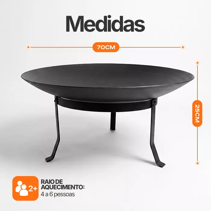 Tacho Rústico - Lareira Externa Portátil 55-70CM em Aço Carbono