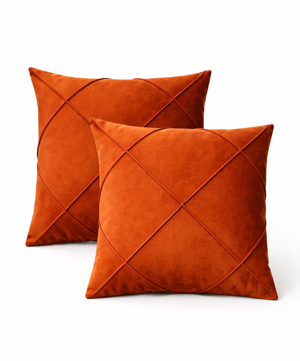Kit 4 Capas de Almofada 45x45cm Aveludada Costura Geométrica