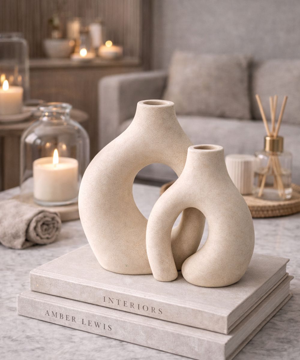 Vaso Decorativo de Cerâmica Design Escultural Europeu