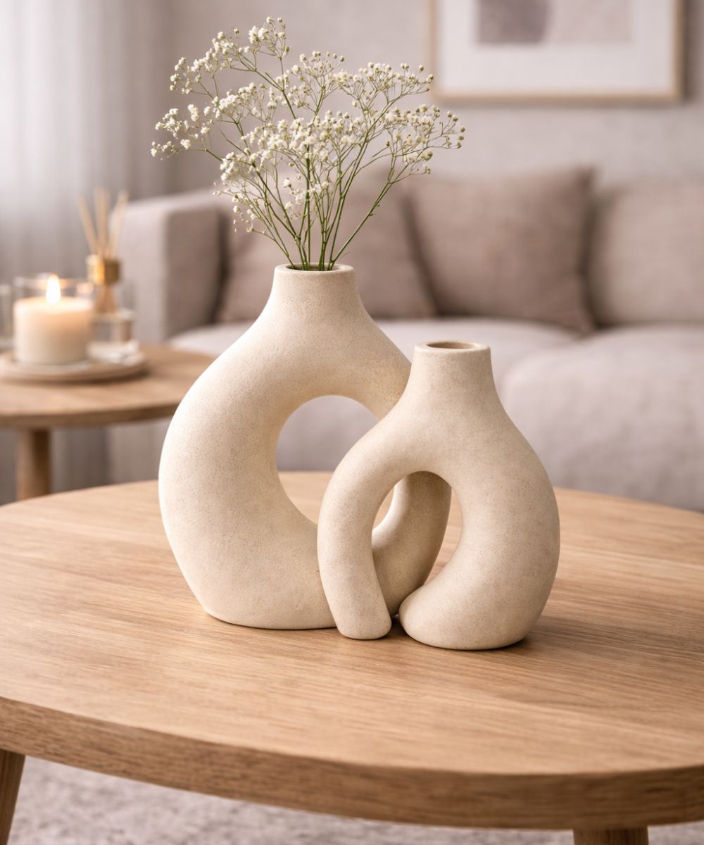 Vaso Decorativo de Cerâmica Design Escultural Europeu