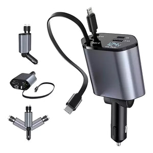 Carregador Automotivo Turbo 4 em 1 com Cabos Retráteis 120W  - ChargePro™
