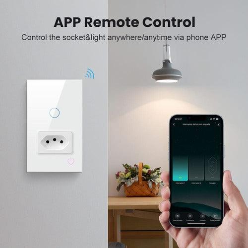 Interruptor Wifi 1 Botão + Tomada Casa Inteligente Voz Alexa