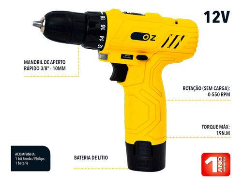 Parafusadeira Furadeira Bateria 12v Bivolt + Acessorios