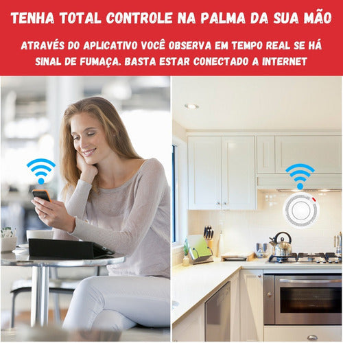 Detector Inteligente De Fumaça Wifi Alarme Sonoro Incendio