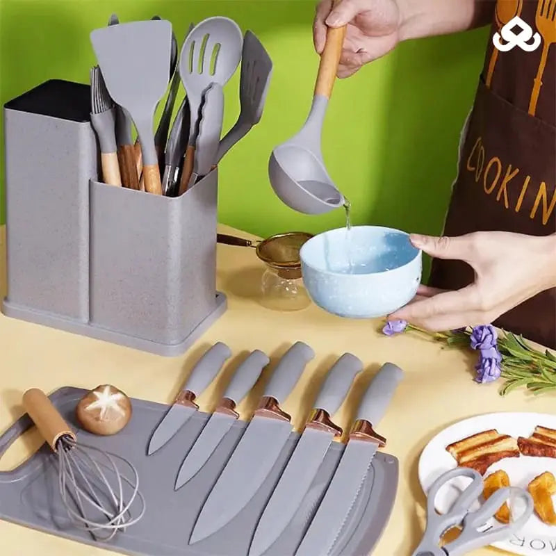 Kit de Utensílios de Luxo Completo para Cozinha com 19 Peças - DuCheff™