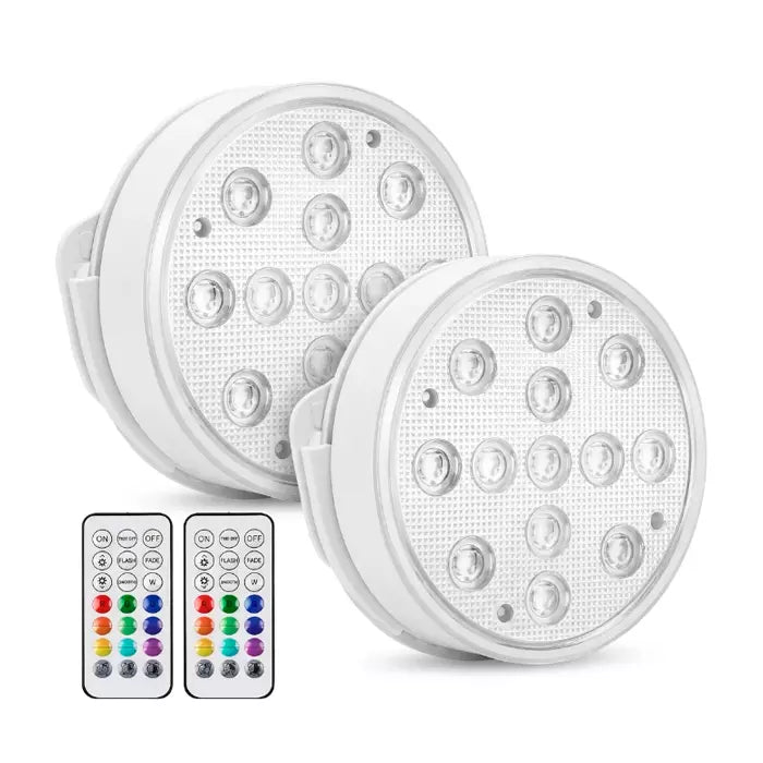 Kit de Luminárias Recarregável para Piscina RGB 13 LEDS Sem Fios com Controle Remoto