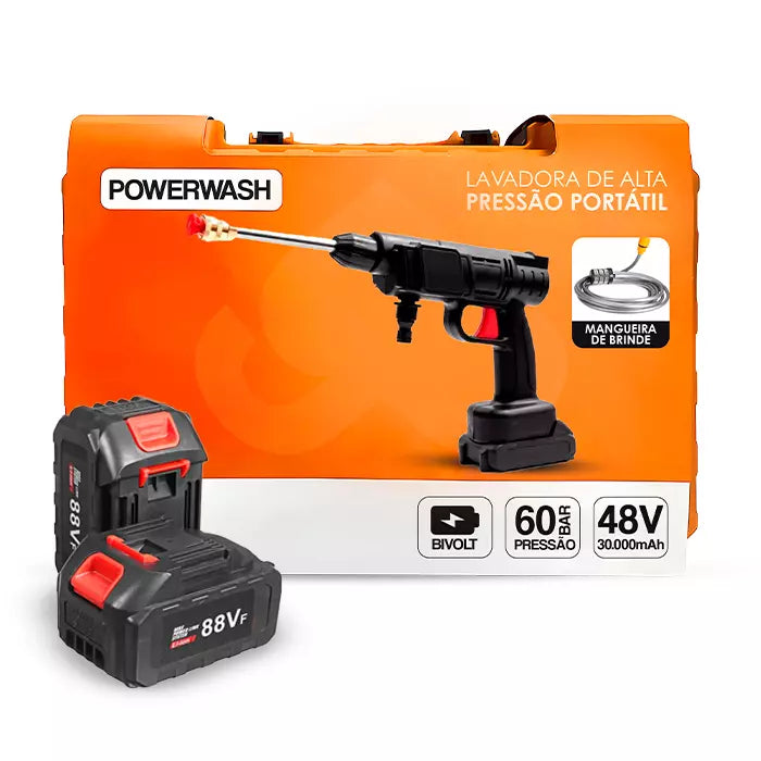 Lavadora de Pressão Portátil Sem Fios com Mangueira de 5M + Bateria Extra de Brinde - PowerWash™