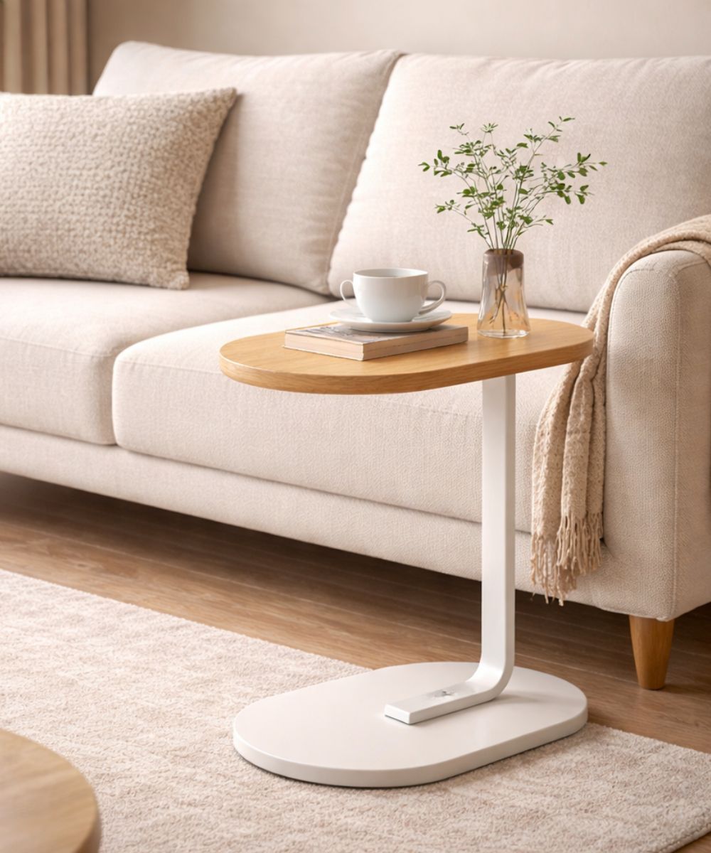 Mesa Lateral Lume 60cm em MDF Design Minimalista para Sofá