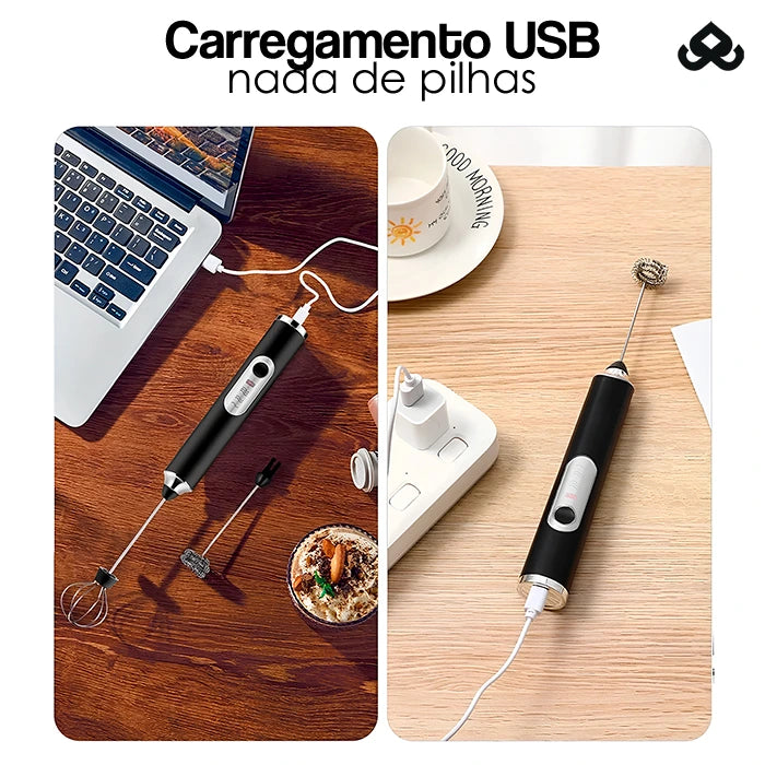 Mixer Batedor e Misturador Elétrico Portátil para Bebidas - CheffMix™