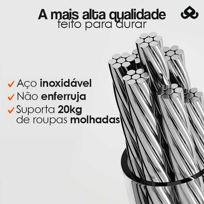 Varal Retrátil Invisível de Aço Inoxidável 4.2m - Varalux™