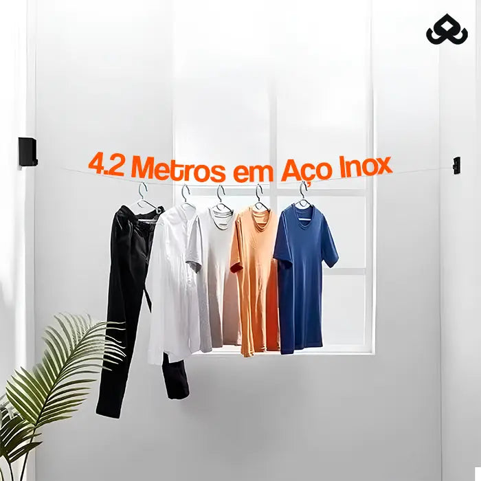Varal Retrátil Invisível de Aço Inoxidável 4.2m - Varalux™