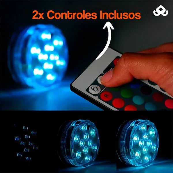 Kit de Luminárias para Piscina RGB Sem Fios com Controle Remoto - AquaLed™