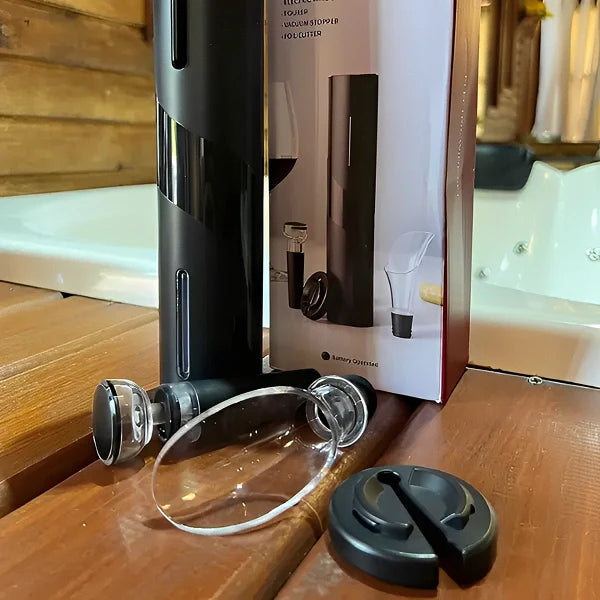 Kit Abridor Saca-Rolhas Elétrico Completo com 4 Acessórios para Vinho