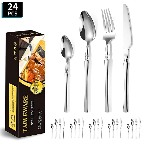 Jogo de Talheres Noble 24 Peças Aço Inox Espelhado Premium