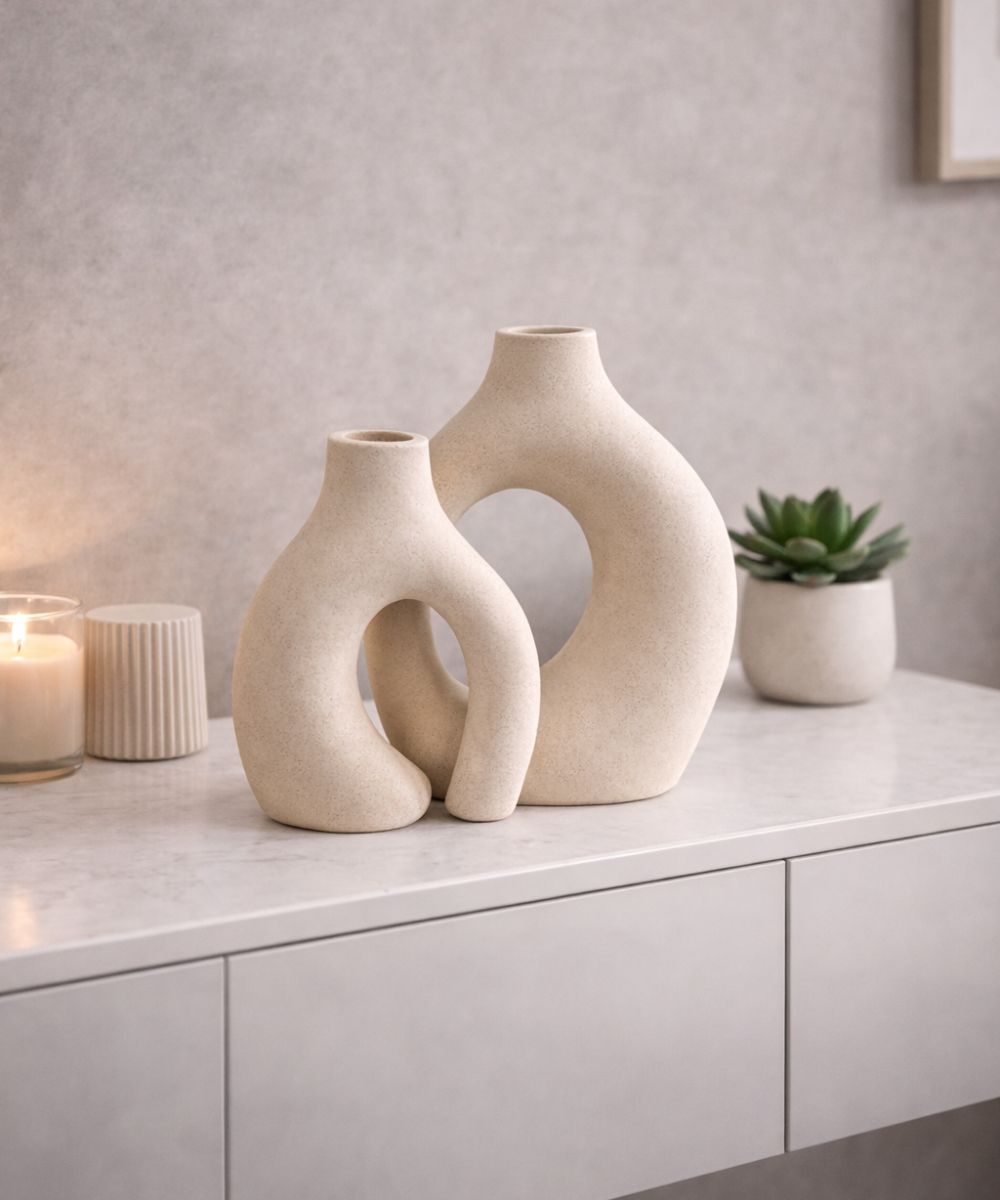 Vaso Decorativo de Cerâmica Design Escultural Europeu